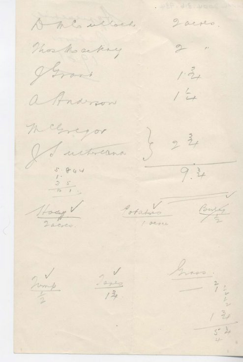 Notes for agricultural return 1931