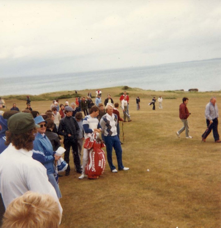 Greg Norman playing at Royal Dornoch July 1984