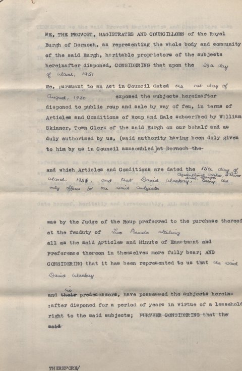 Feu charter in favour of David Mackay 1951
