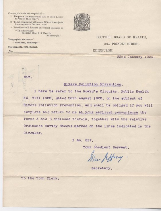 Circular re. river pollution 1924