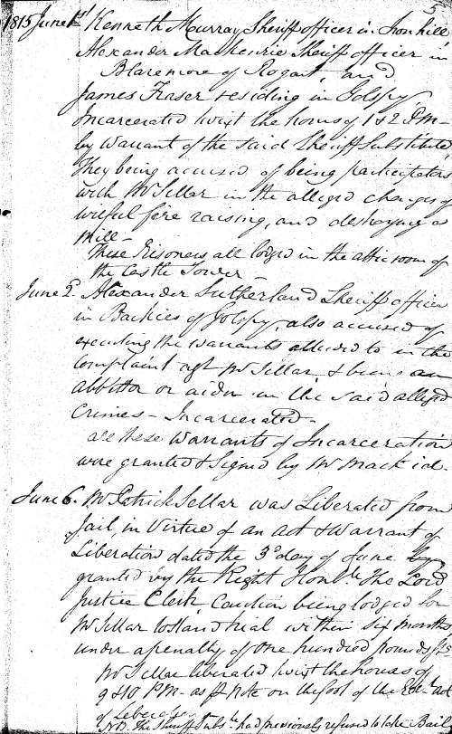 Minute of Patrick Sellar's release