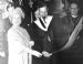 Queen Mother with Headmaster at opening of Dornoch Academy